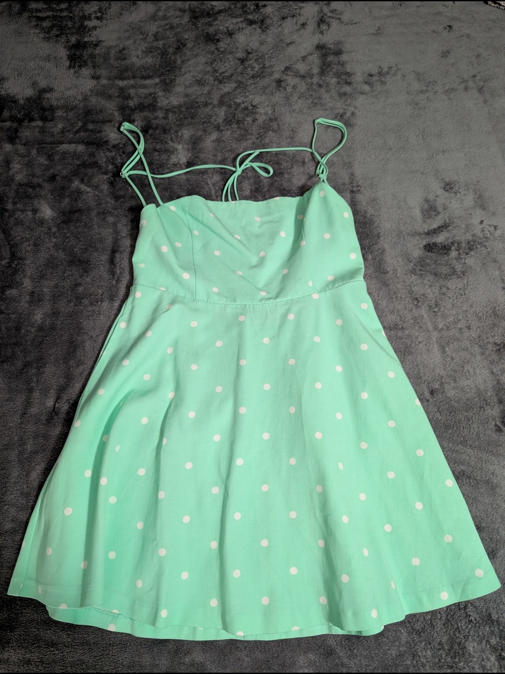 Zara Mint Green Polka Dot Dress - Picture 1 of 6